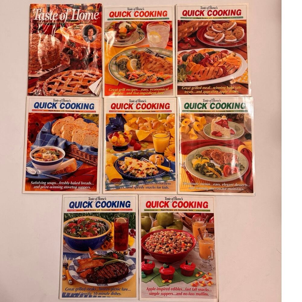 Lot of 8 Vtg Taste of Home Quick Cooking Magazine 1999/2001/2002 Editions
